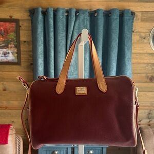 Dooney & Bourke Burgundy Leather Bag with Tan Straps